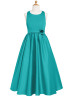 Halter Neck Green Satin Cutout Back Junior Bridesmaid Dress